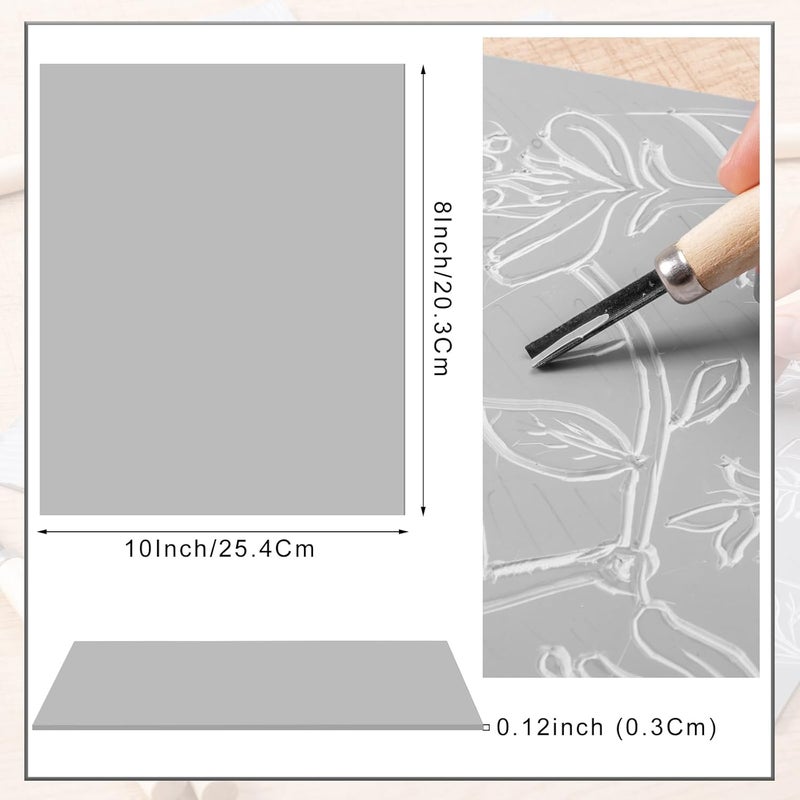 WSICSE 4Pcs Linoleum Blocks for Printmaking,8 x 10 Inch Linoleum Carving Tools Rubber Carving Blocks for Engraving Art Project Stamp Making - Image 2